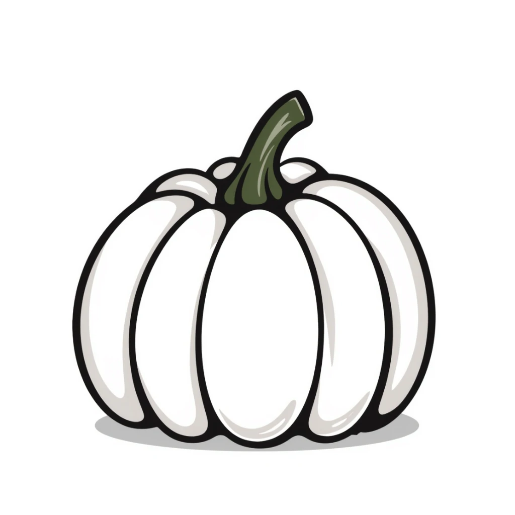 A pumpkin with details in pastel colors (dd9fb0, ffc6d3, a3bfc9, c4bee2, f1b091), hand-drawn doodle style sticker