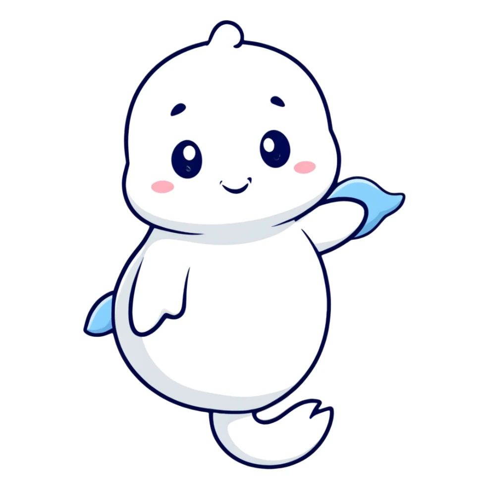 Baby beluga with a toy sticker