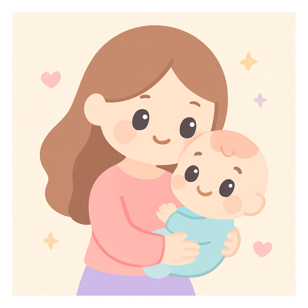 mother holding a baby, soft and warm style, tender and loving atmosphere sticker