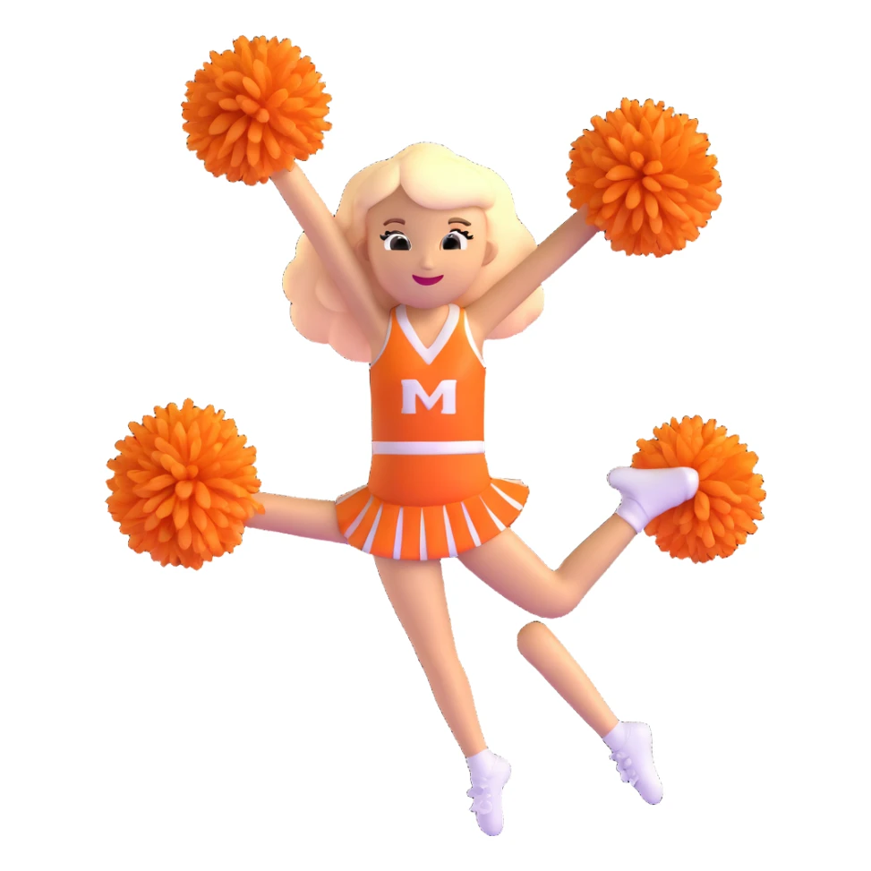 cheerleader cheering with pompoms to the left sticker