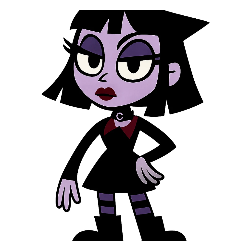 goth girl with exaggerated features sticker