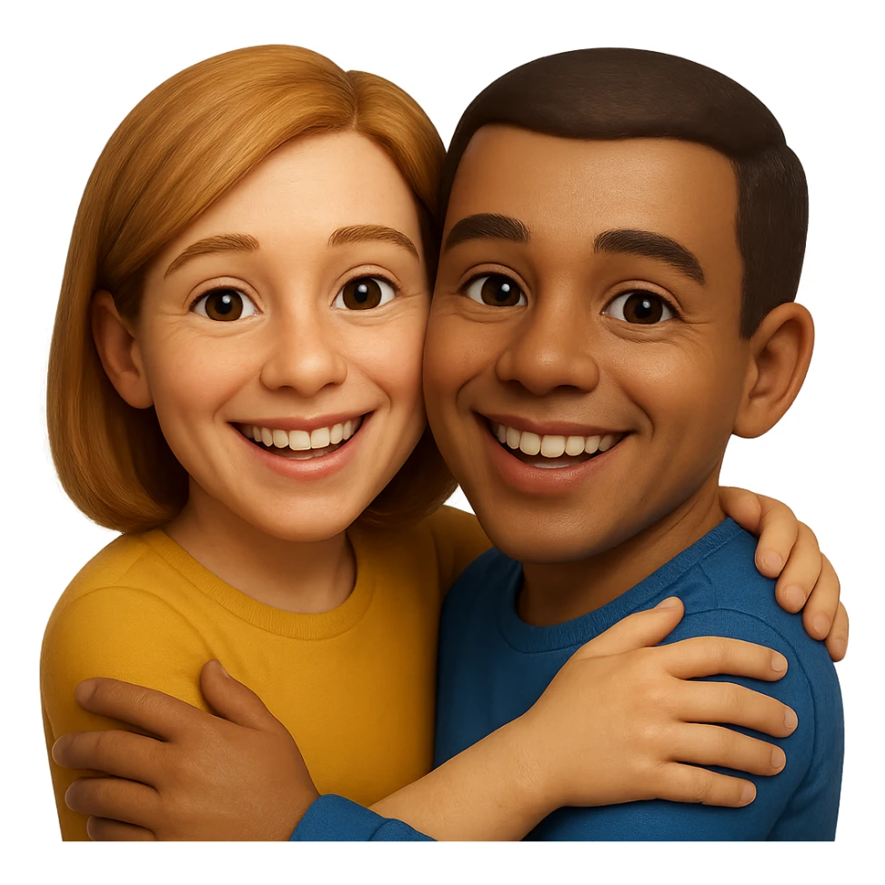 emoji stile iphone di relazione tra due persone, iperrealistico 4k sticker