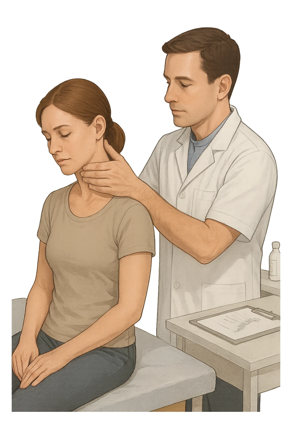 Donna dall'osteopata per il suo problema alla cervicale sticker