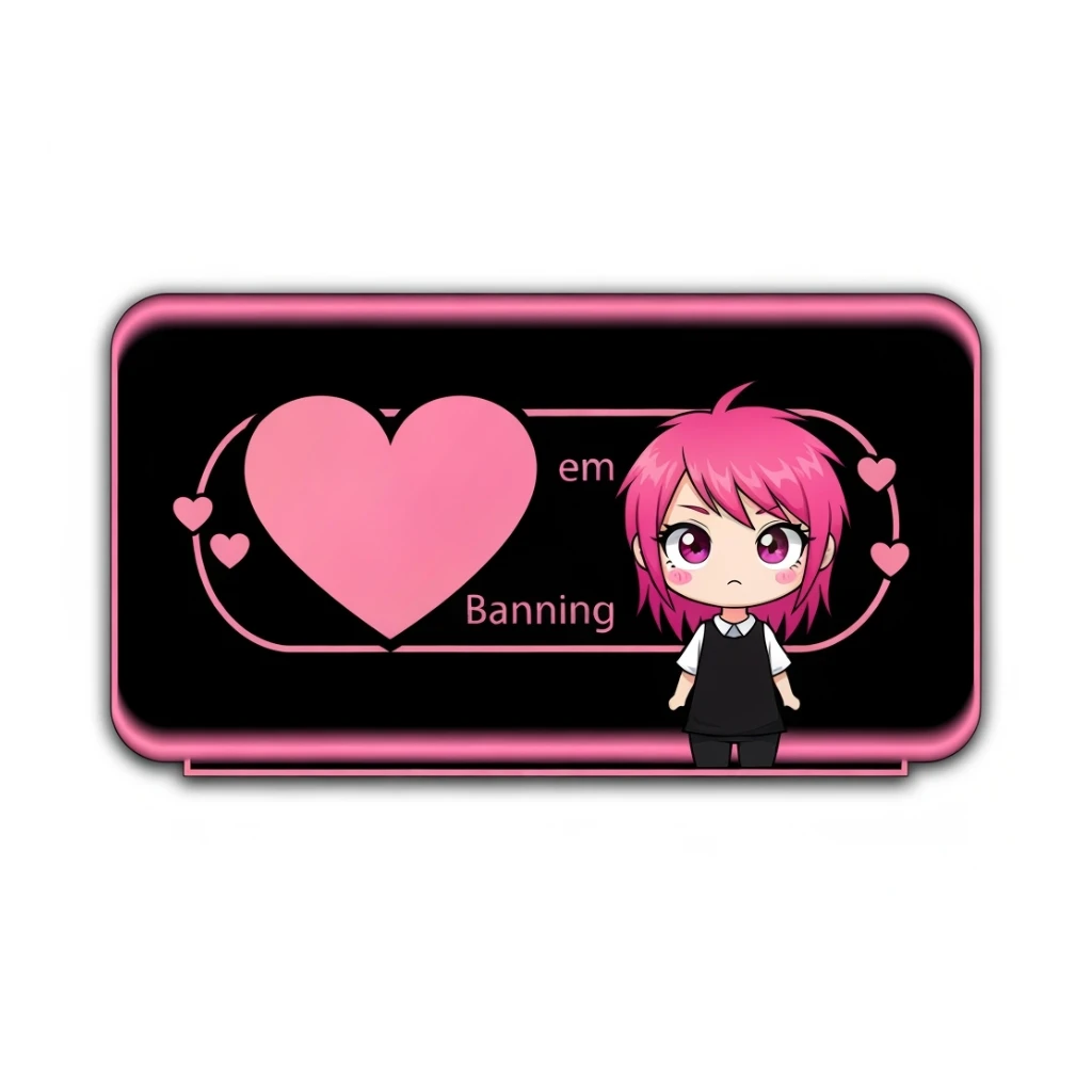 emo banner with a heart accent, cute, expressive sticker