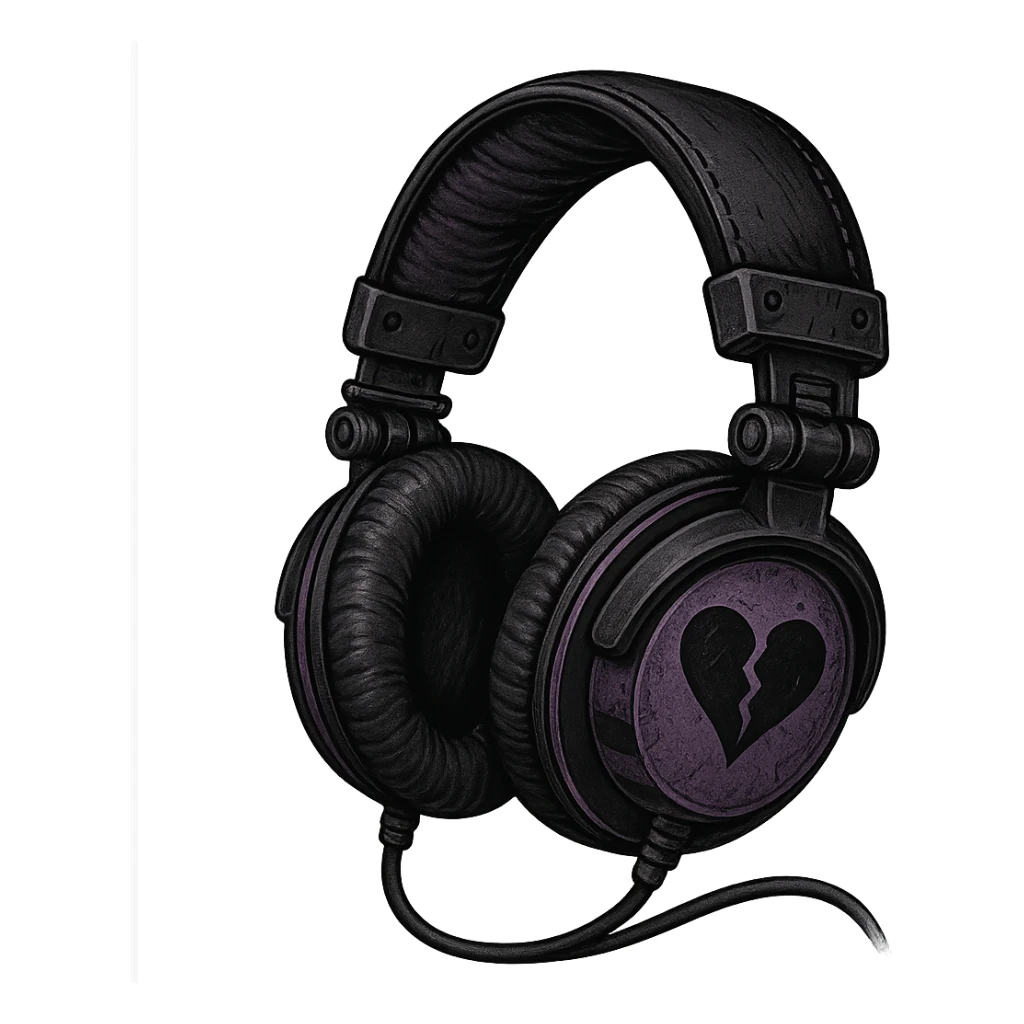 emo headphones, black and purple, no background sticker