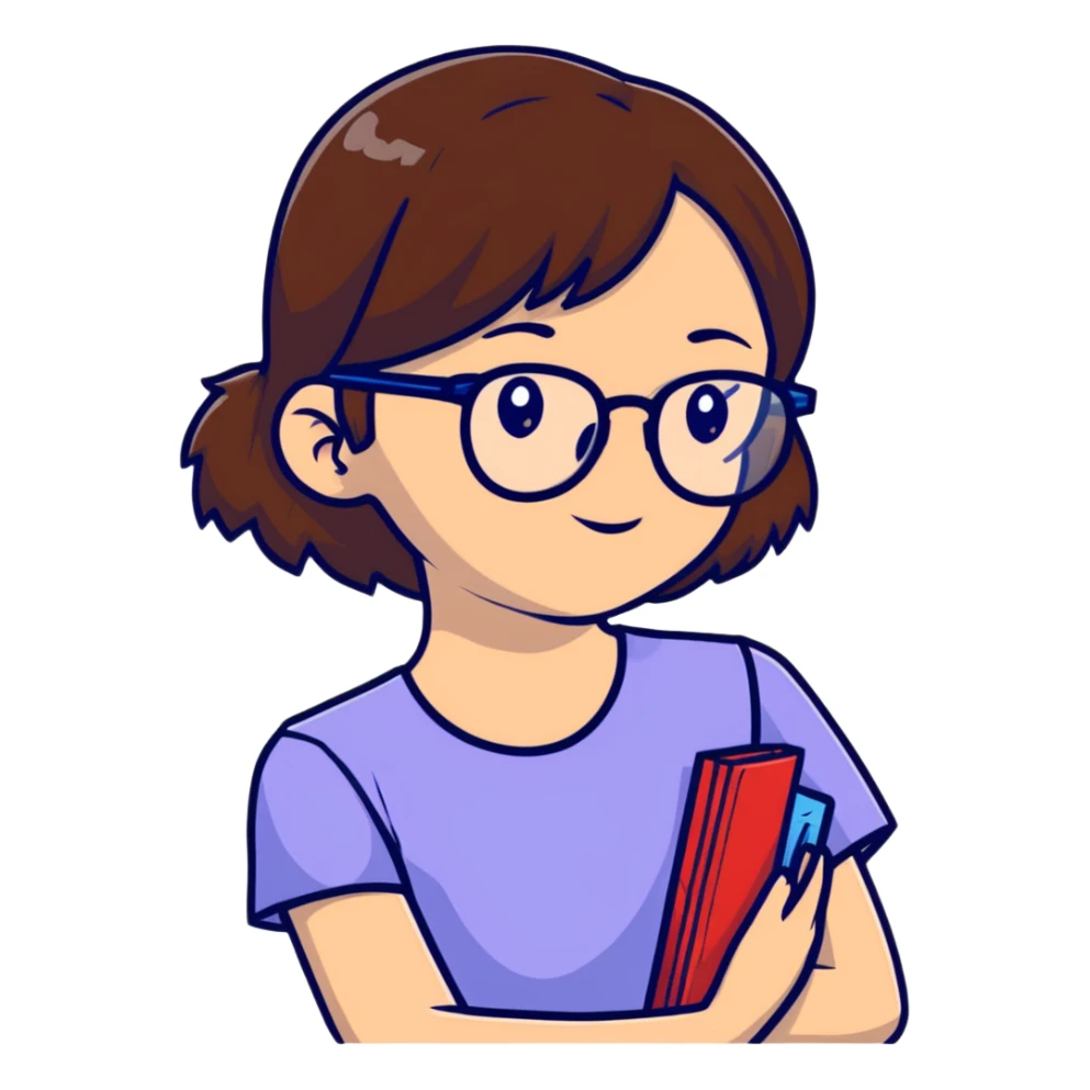 Girl with brown hair and glasees  sticker