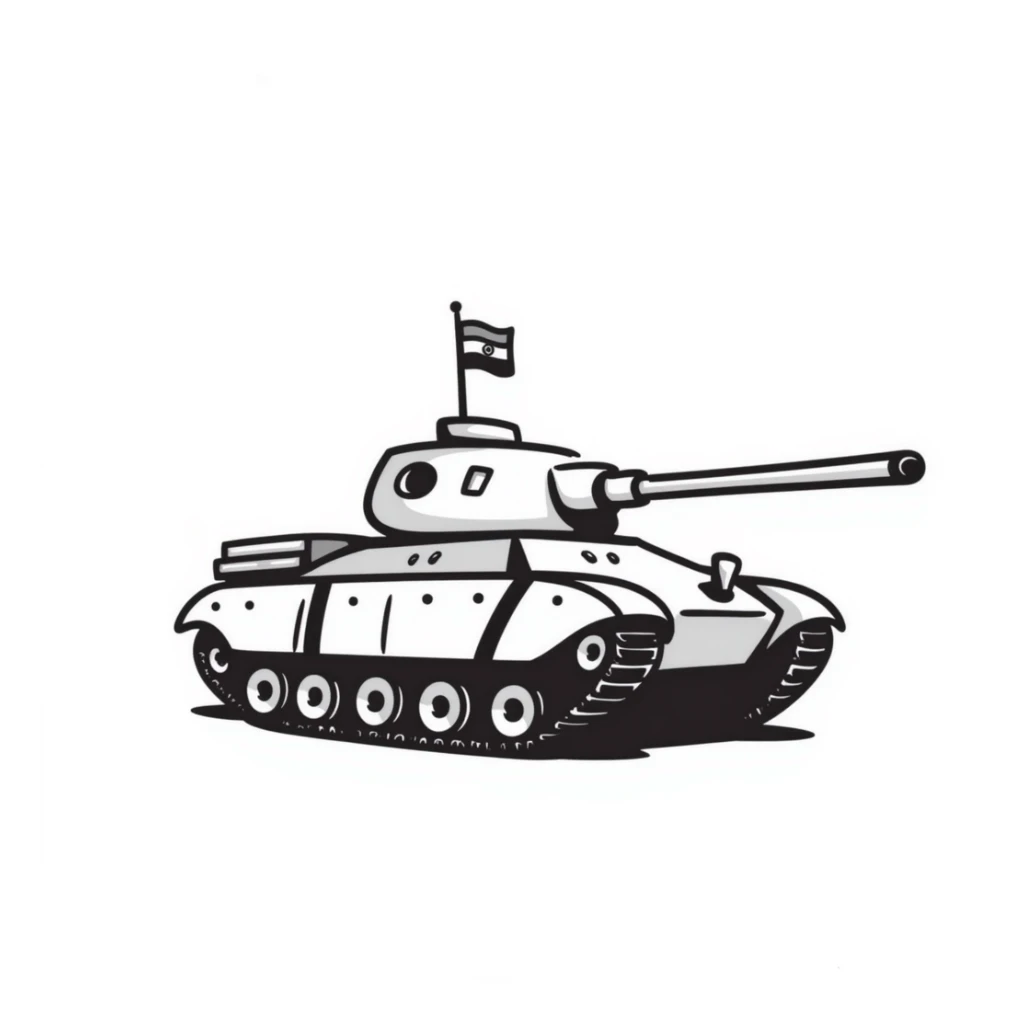 Hand-drawn Indian Army tank with Indian tricolor markings sticker