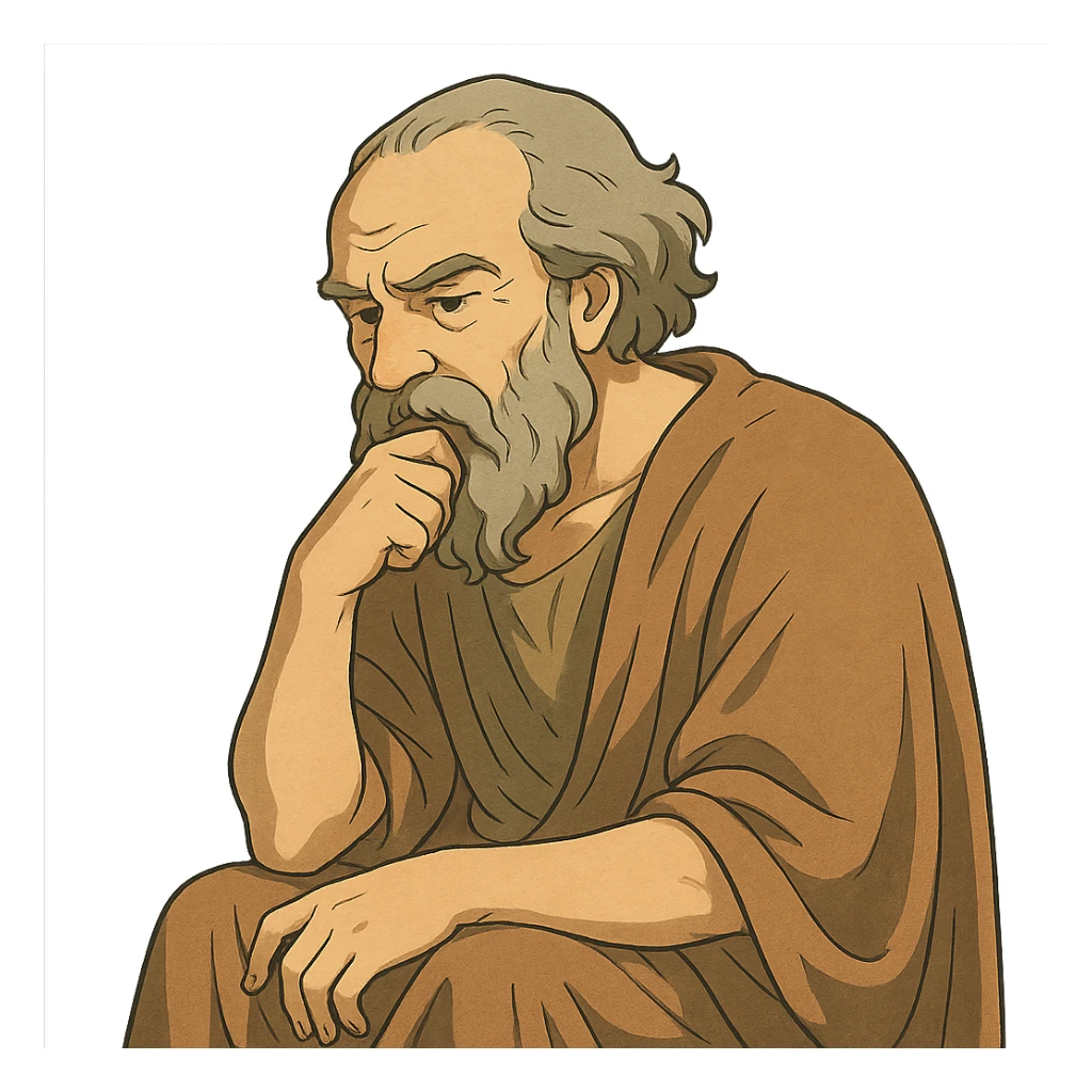 ghibli style illustration of a philosopher in deep thought sticker