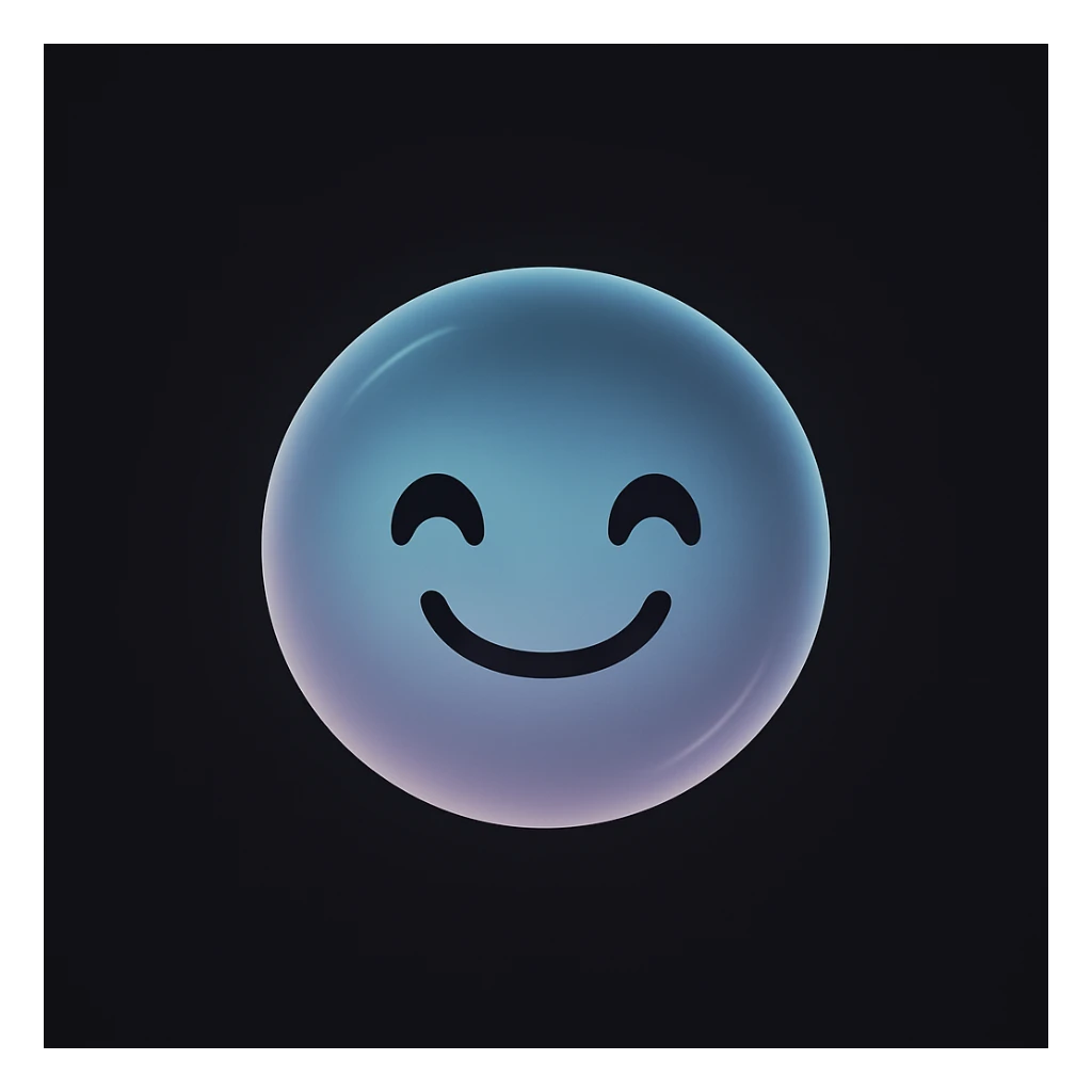 Create an ultra minimal, expressive Discord orb with a new happy expression in the style of imagen-4-fast-KaUtLiSA10F. Focus on the orb's minimalism and expressiveness with a happy mood. sticker