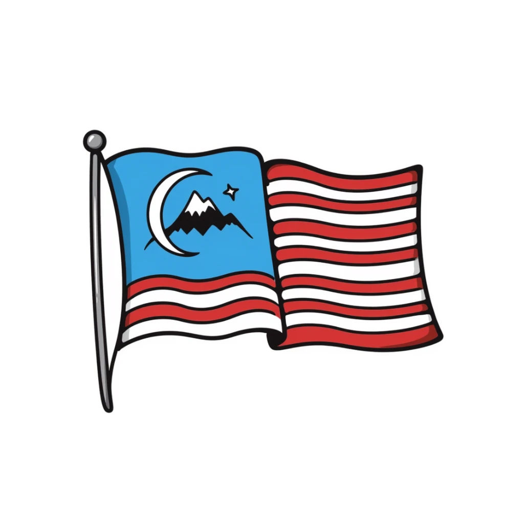 flag of Sabah, Malaysia, hand-drawn doodle style sticker