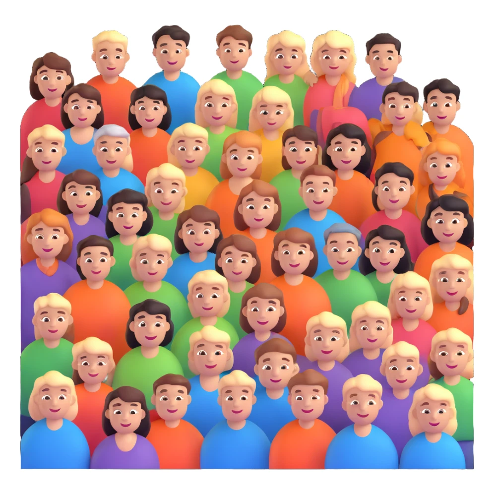 group of people with a large '10x' above them, bright and friendly sticker