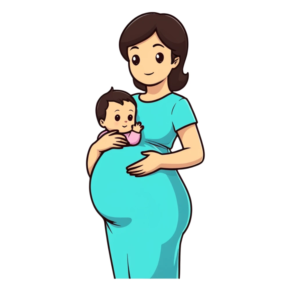 Beautiful brunette pregnant woman with baby bump sticker