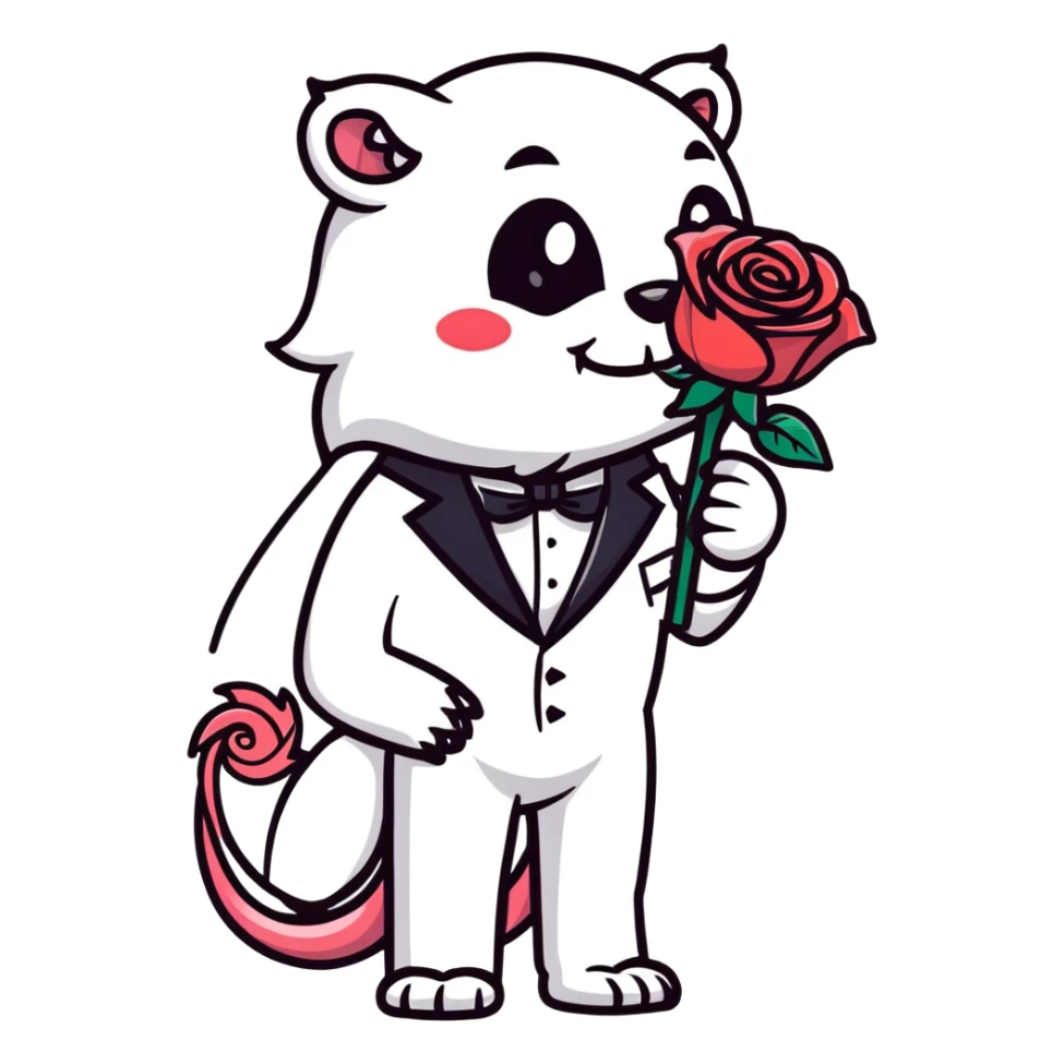 Beast from Beauty and the Beast with human mouth holding the enchanted rose, elegant formal outfit sticker