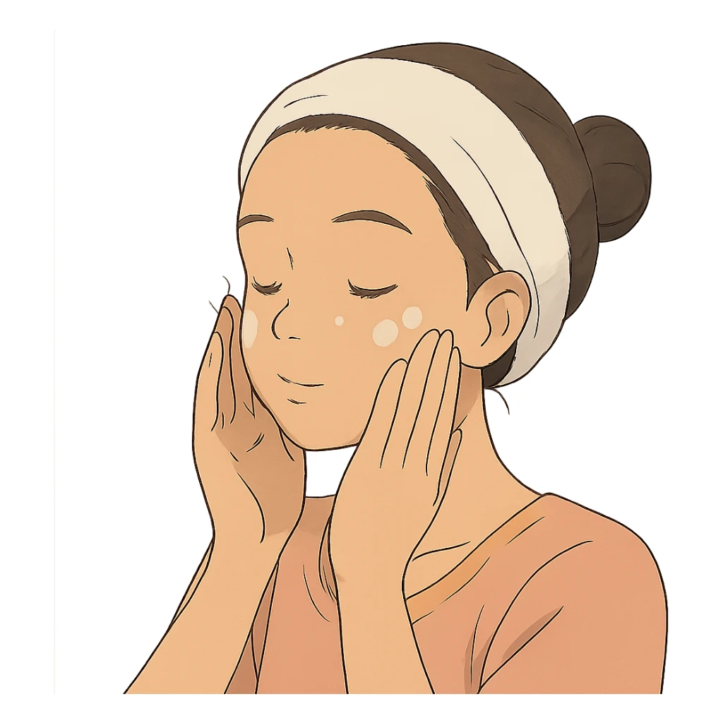 moça fazendo skincare, atmosfera suave e delicada sticker