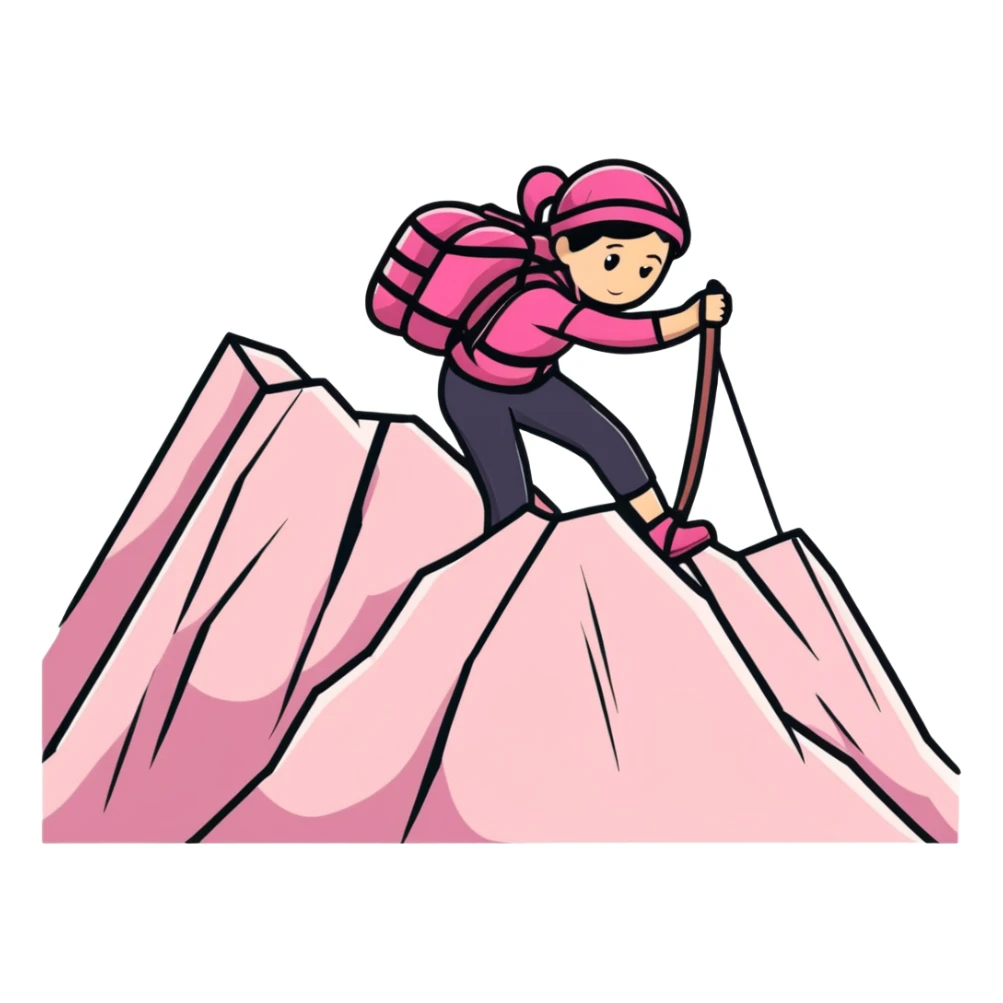 woman in pink clothes mountain climbing sticker