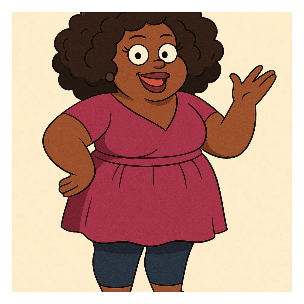 Nicole Byer as a cartoon character in a general illustration style sticker