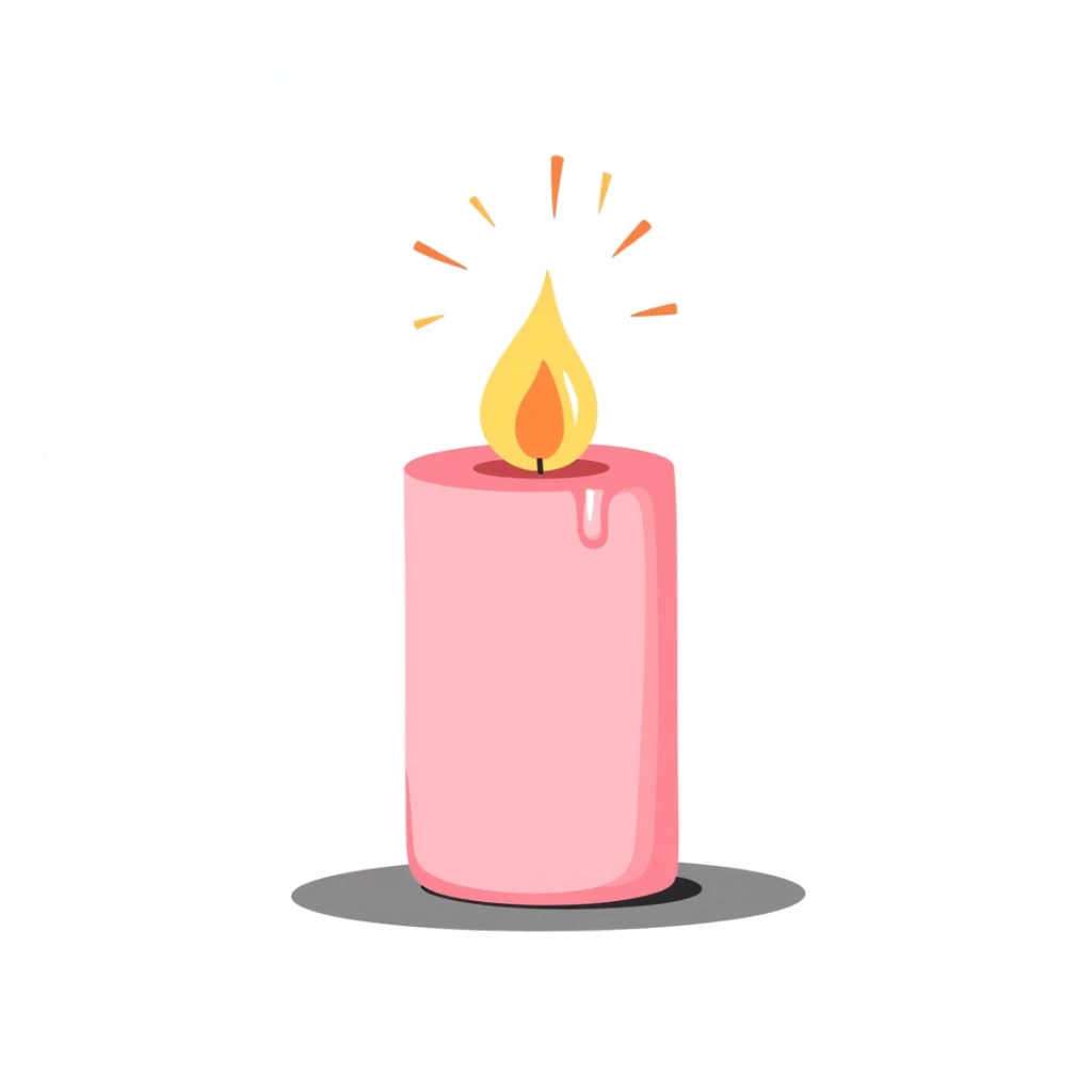 pink pastel candle with hand-drawn look sticker