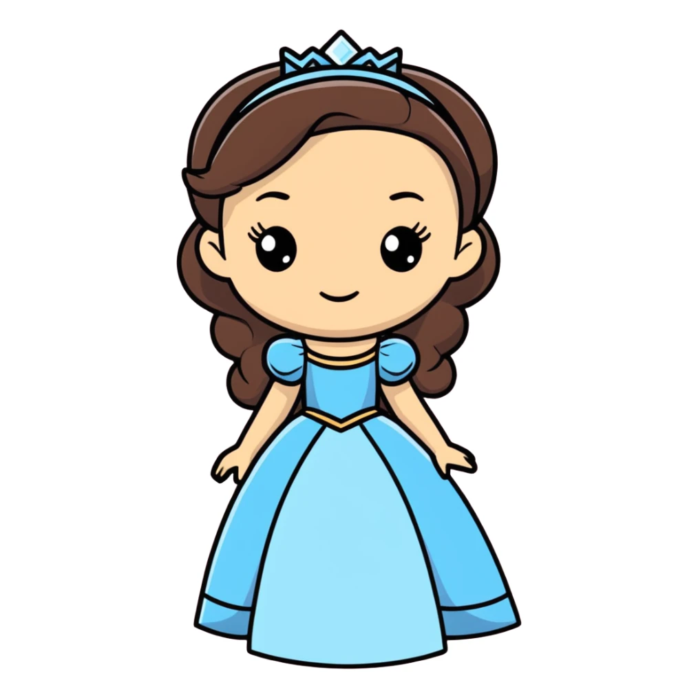 light skin princess with dark brown hair  sticker