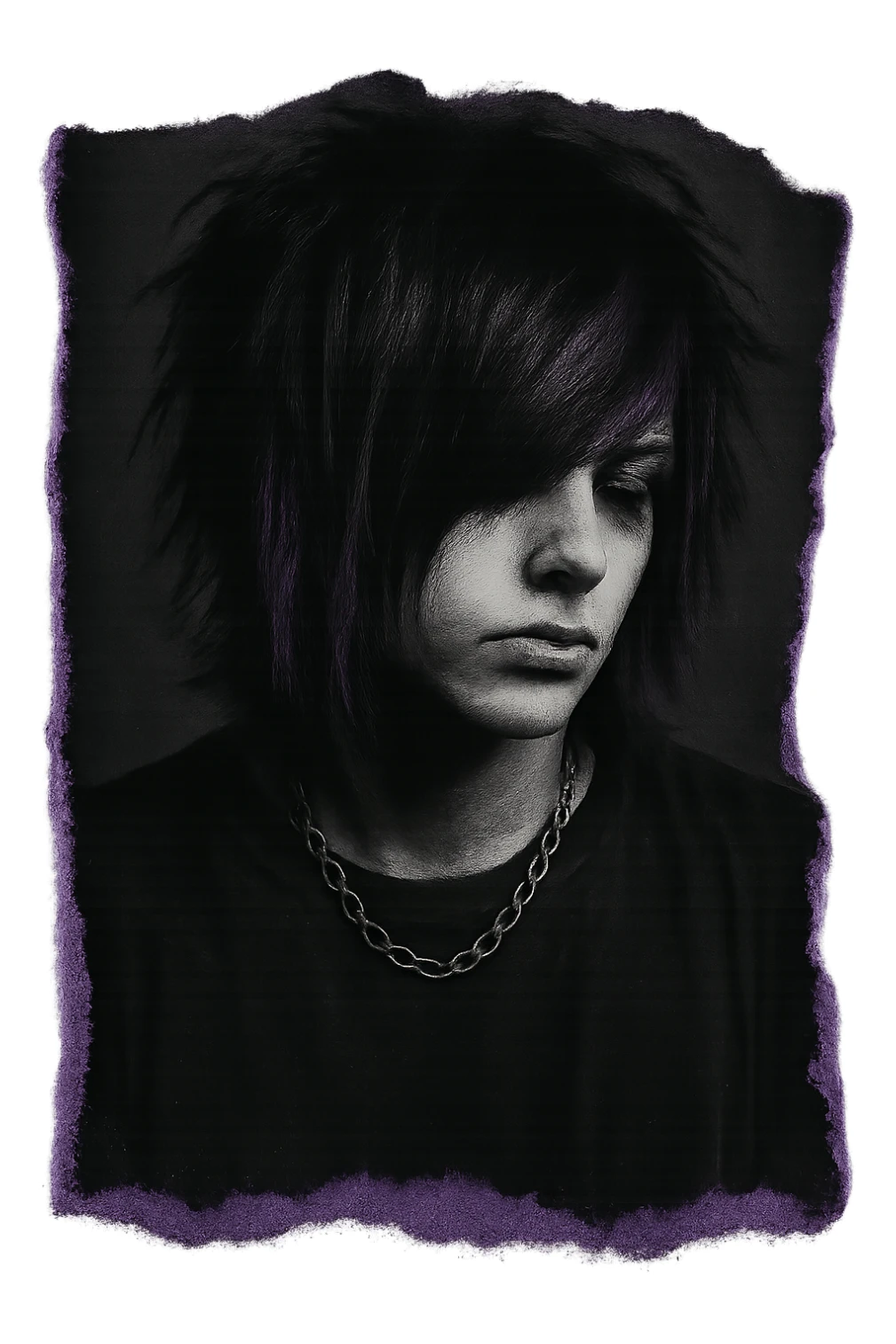emo style black and purple torn photo sticker
