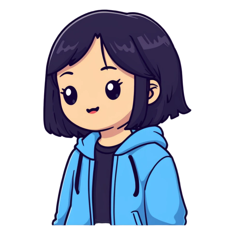 Jennie from BLACKPINK K-pop idol with black hair sticker