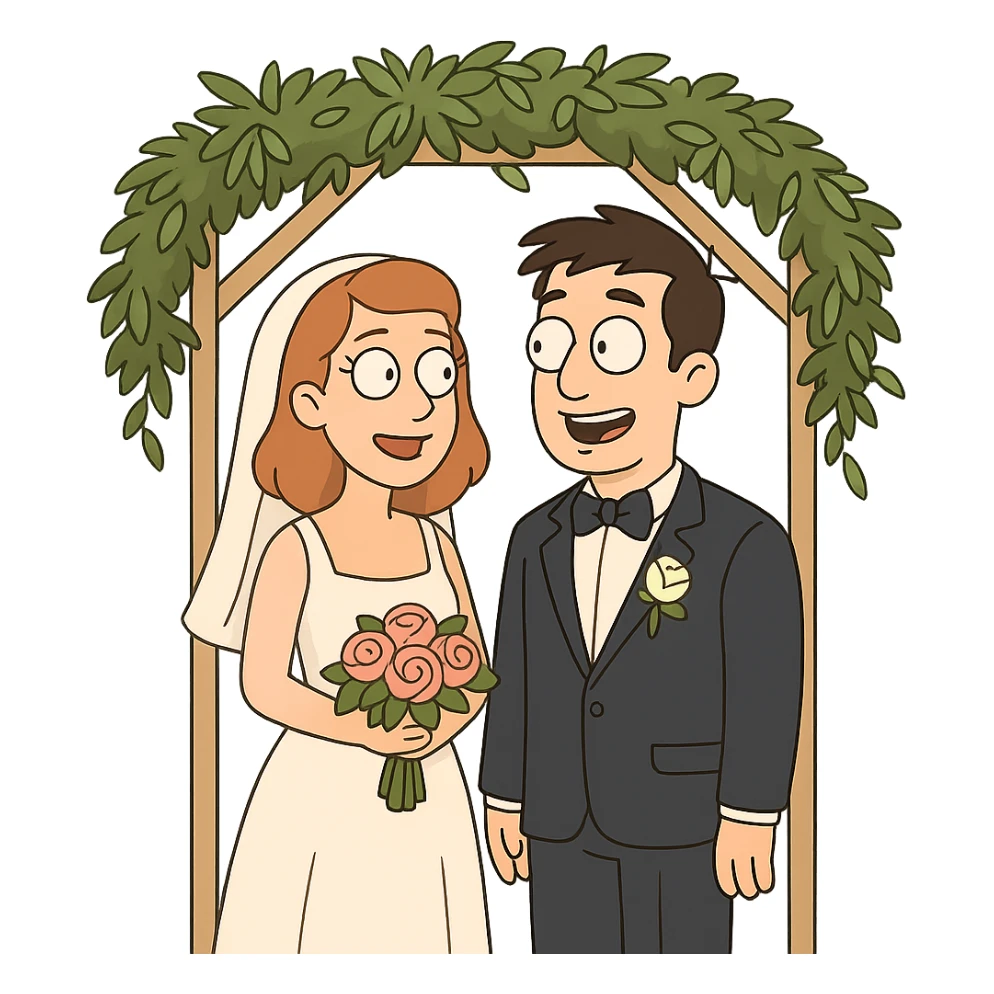 modern flat design wedding arch with greenery sticker
