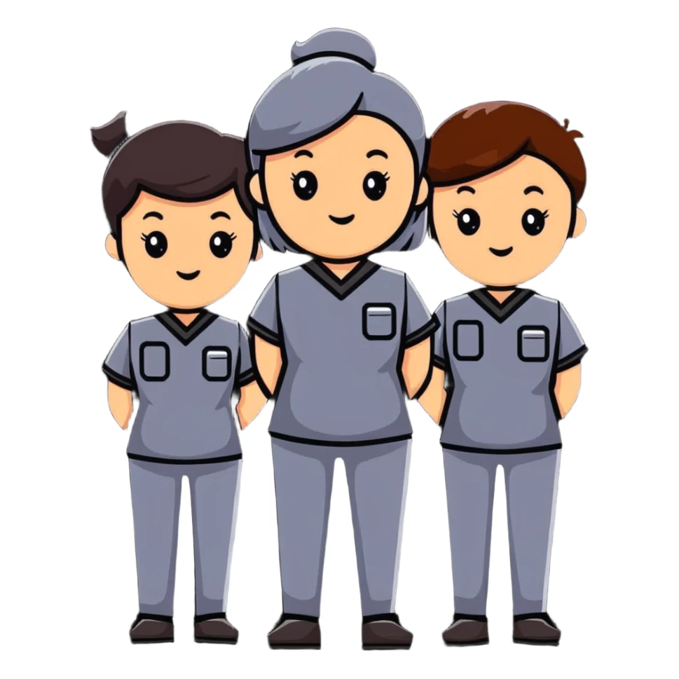 hair salon team in matching uniforms sticker