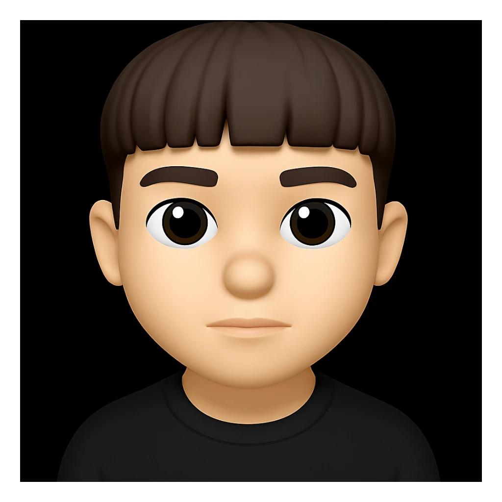 Change the boy's outfit to a black sweater, keeping the 3D emoji style unchanged. The style is microsoft style 3d fluent emojis with concise details. sticker