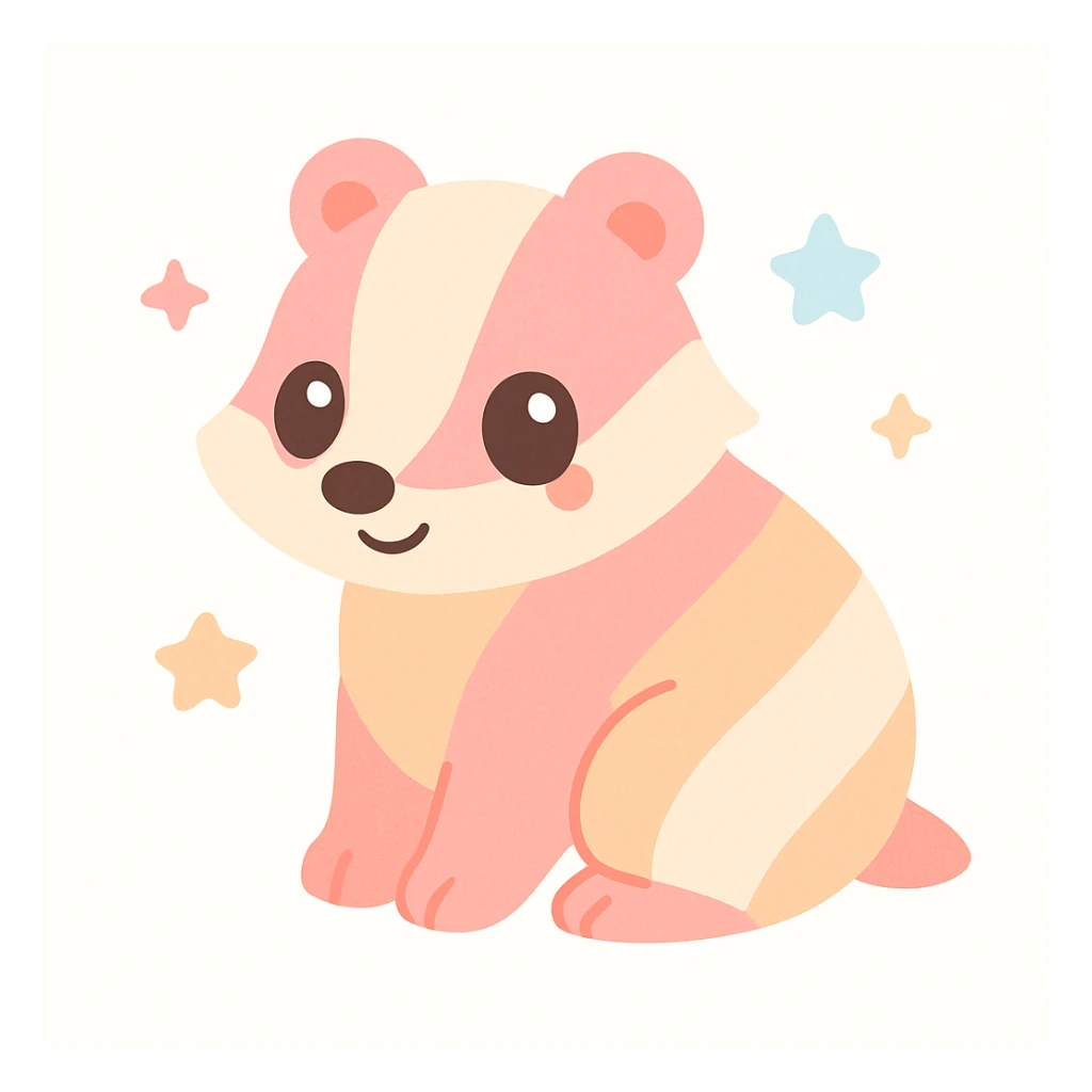 a cute badger with lesbian pride flag colors, cheerful expression, simple background sticker