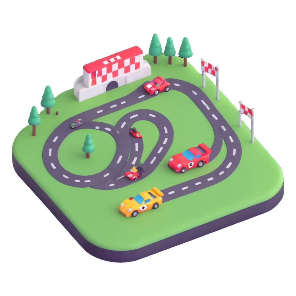 race track with racing cars sticker