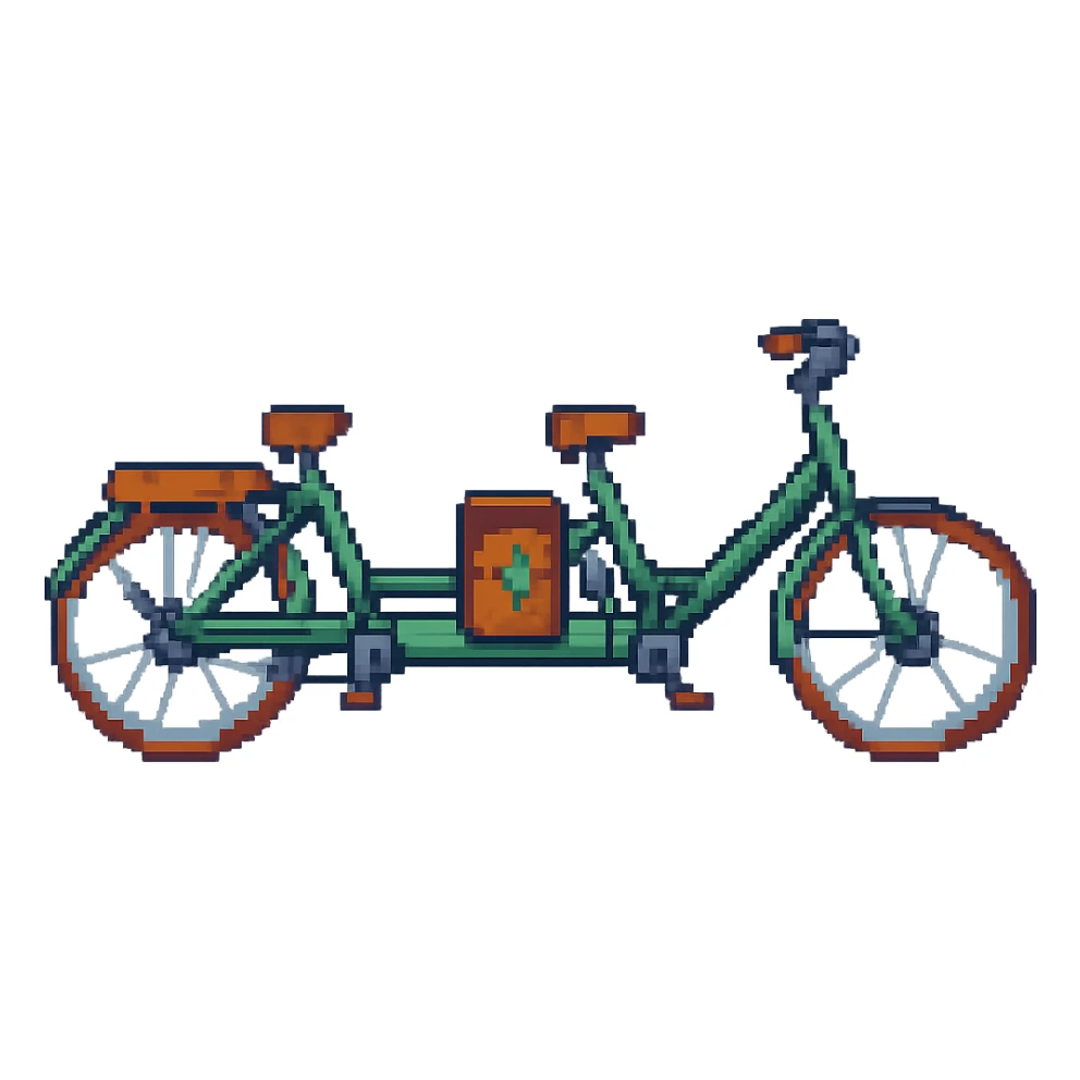 Remove the basket from the tandem citybike, keep pixel art style with transparent background. sticker