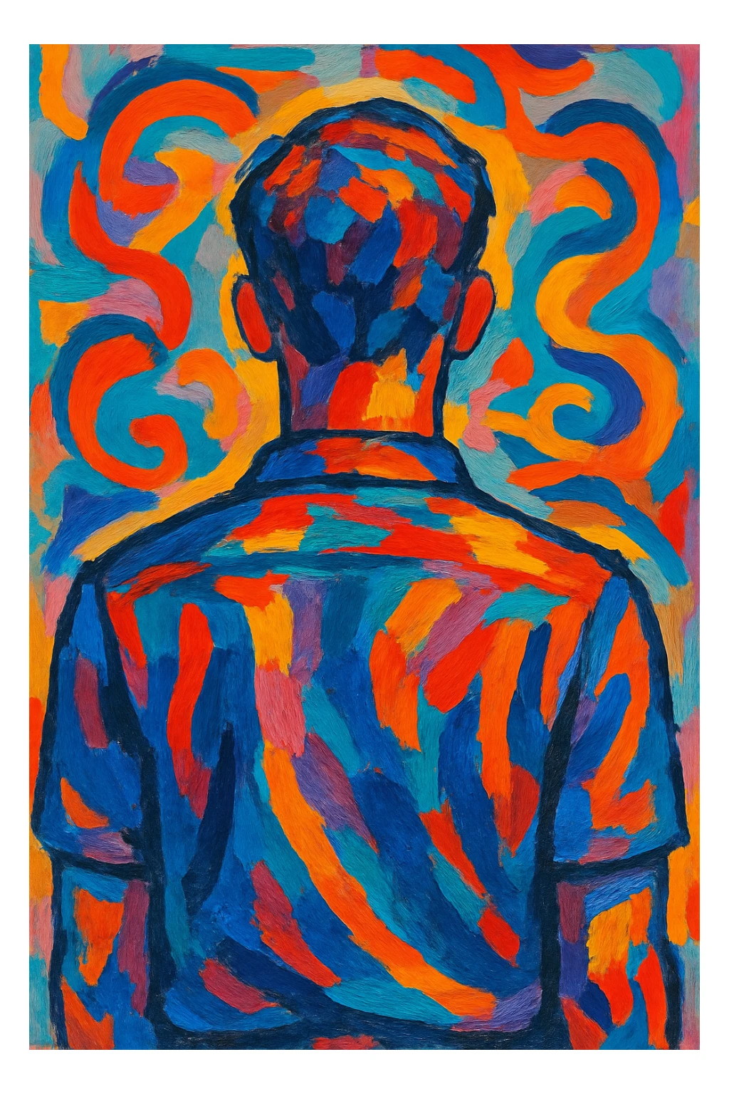 persona de espaldas, estilo diferente, unique and different artistic style sticker