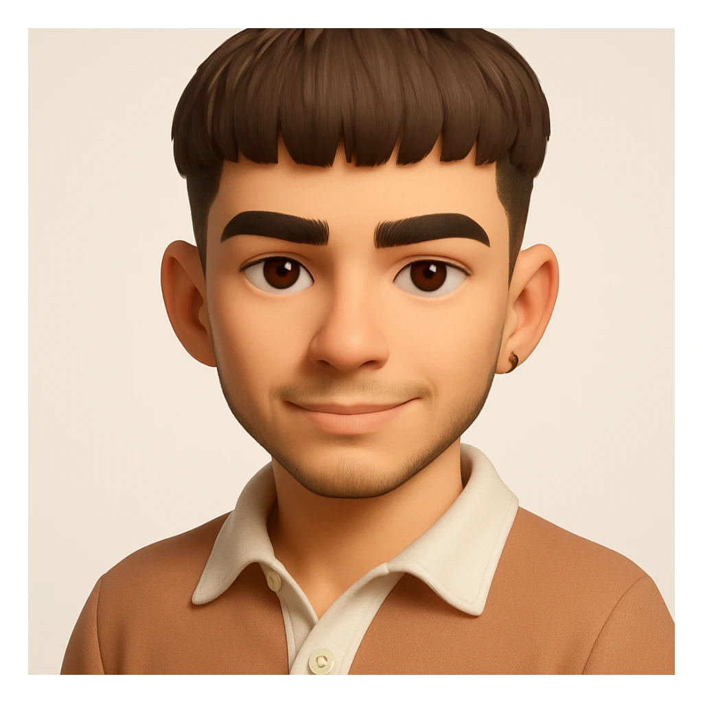 this image in 3d-emoji style with a confident expression and a slimmer face sticker