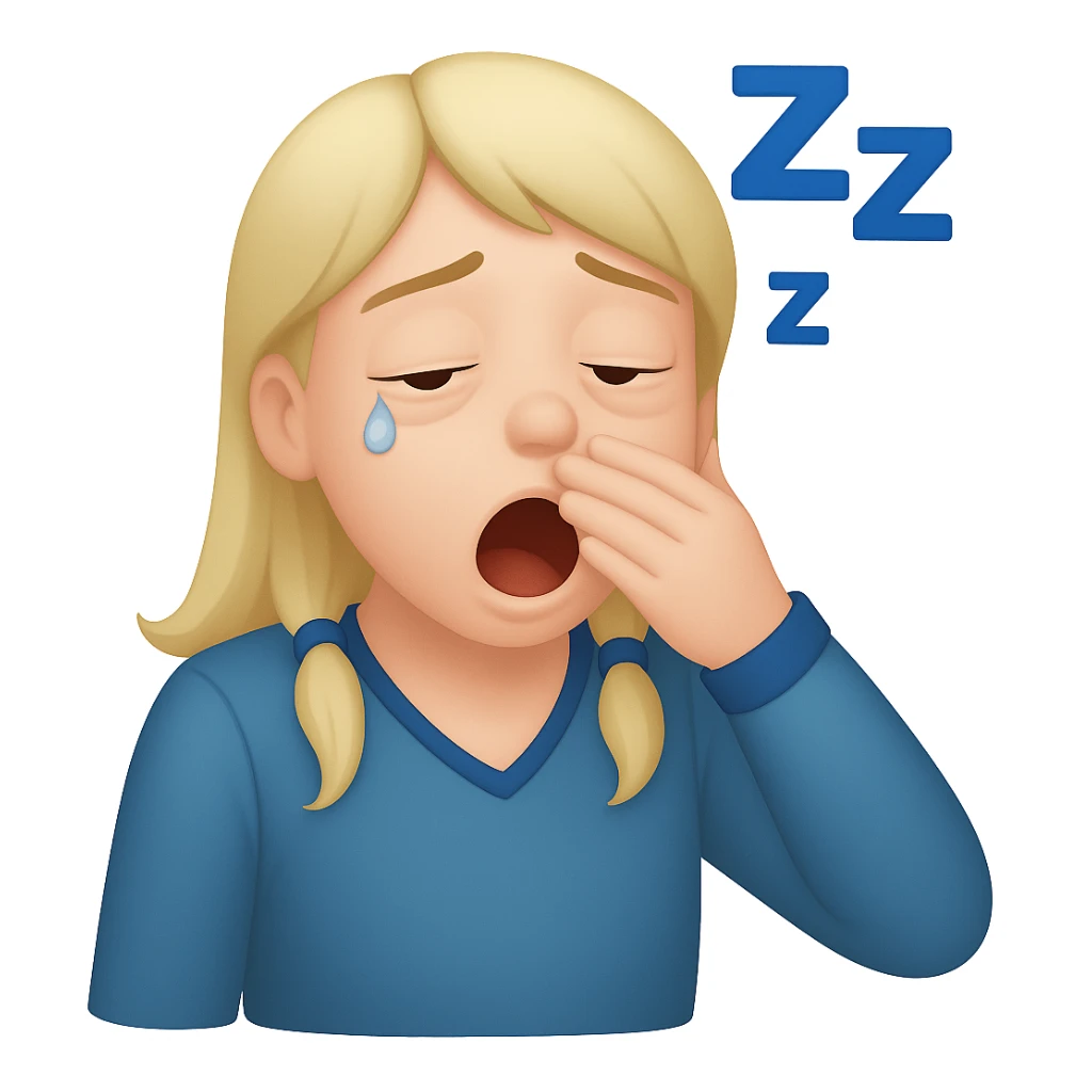 Make this emoji look even more sleepy: add droopy eyelids, a small tear at the corner of the eye, and a subtle Zzz above the head in emoji style sticker