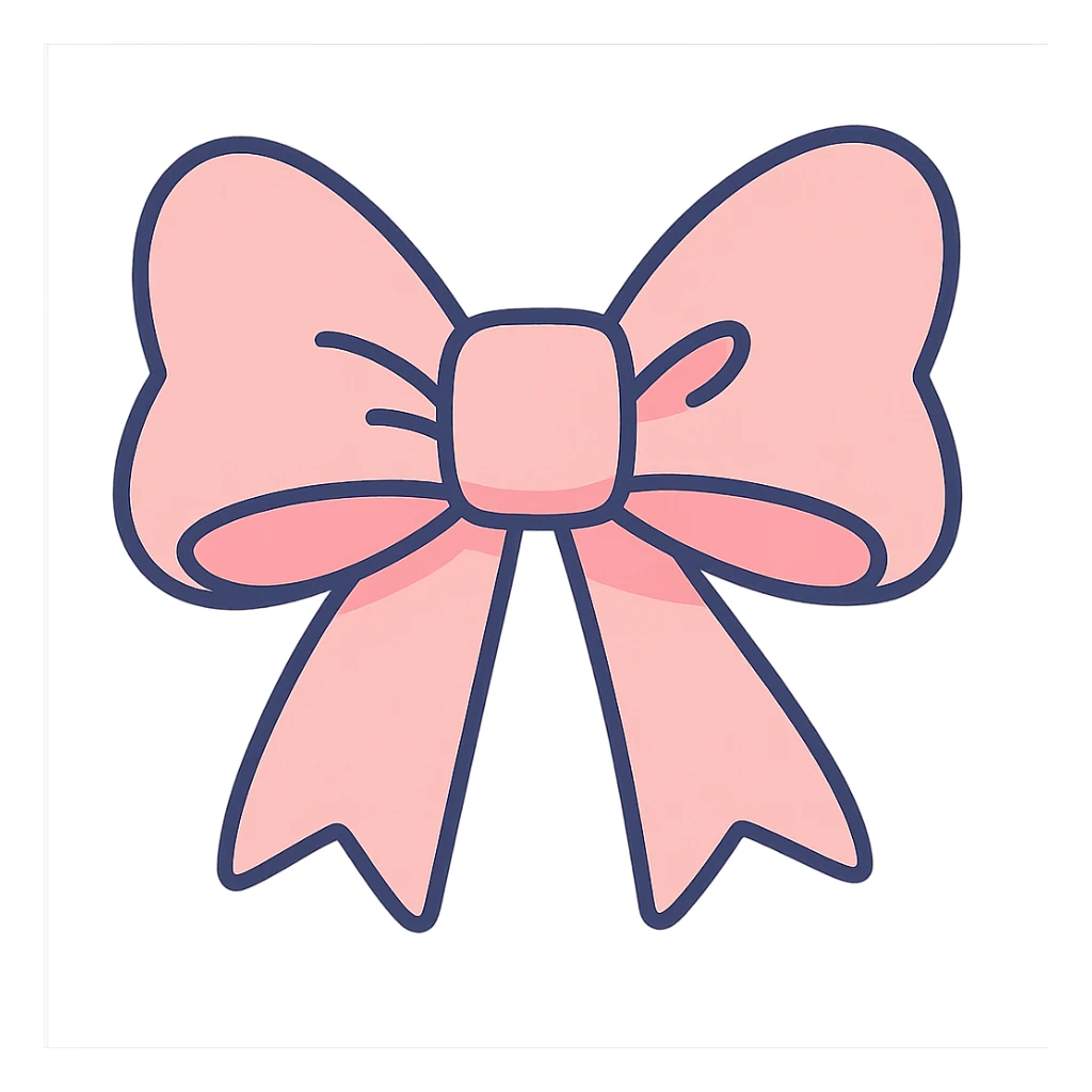pastel toon style light pink bow sticker