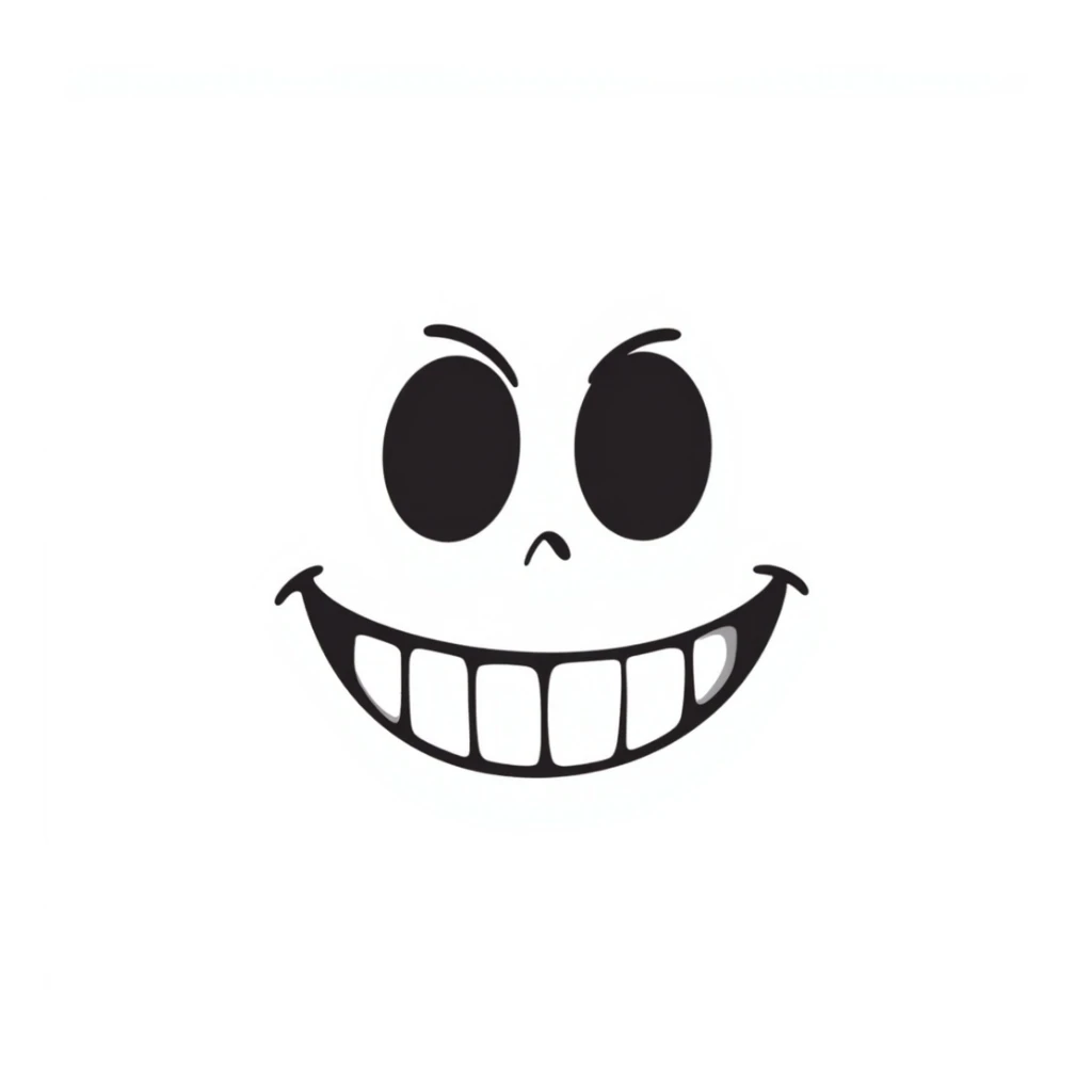 face with a wide grin and dead inside eyes sticker