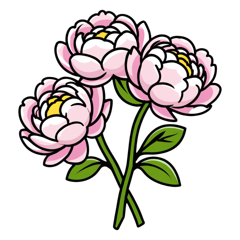 A peony flower bouquet with pink and white flowers sticker