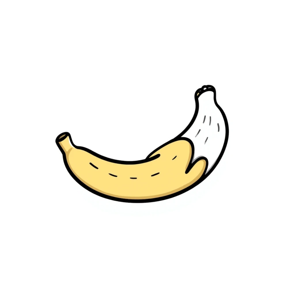 hand-drawn peeled banana showing yellow flesh sticker