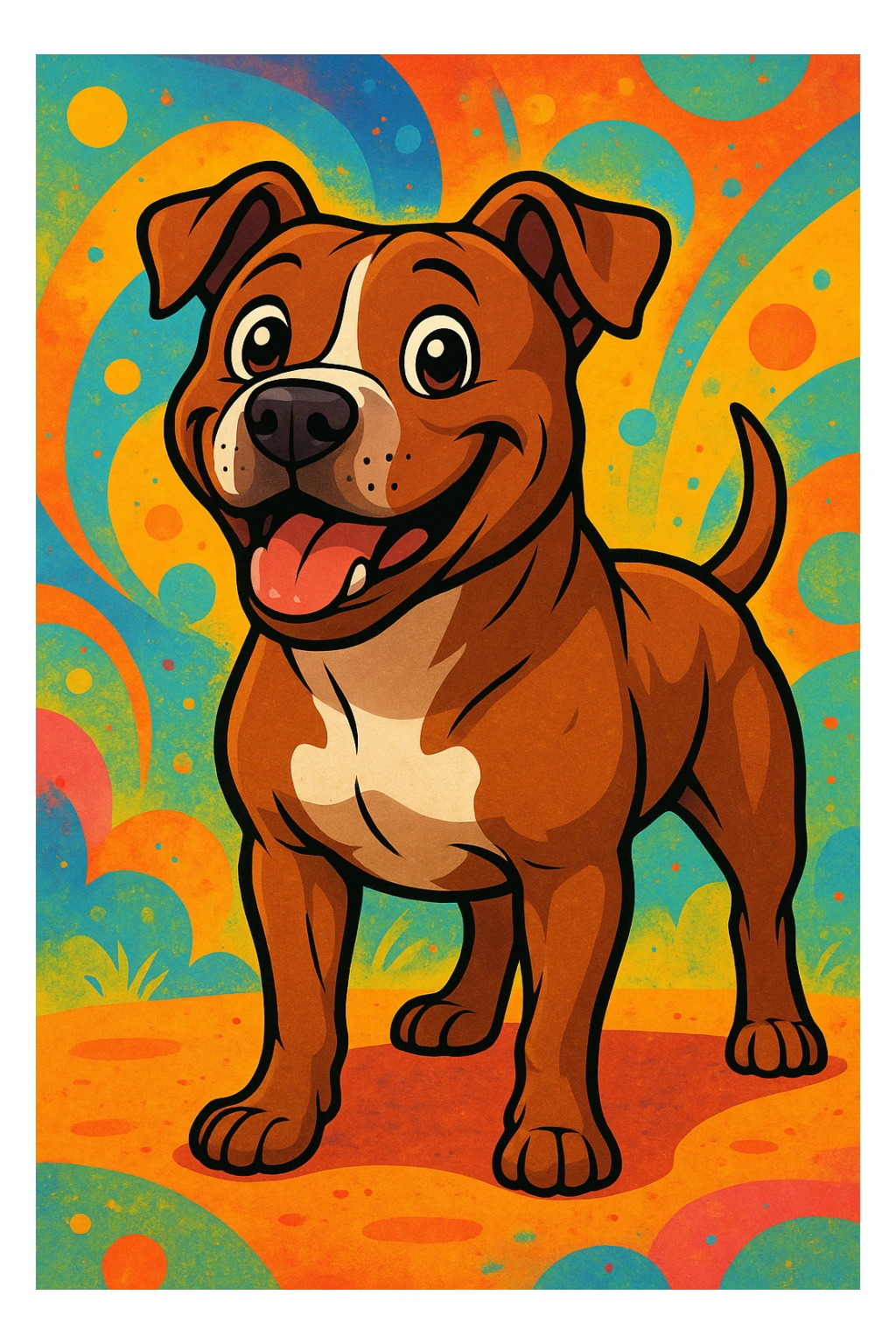 cartoon style pitbull dog sticker