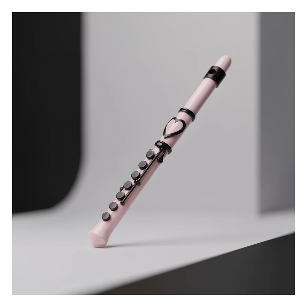 goth heart flute, cute, expressive, minimal sticker