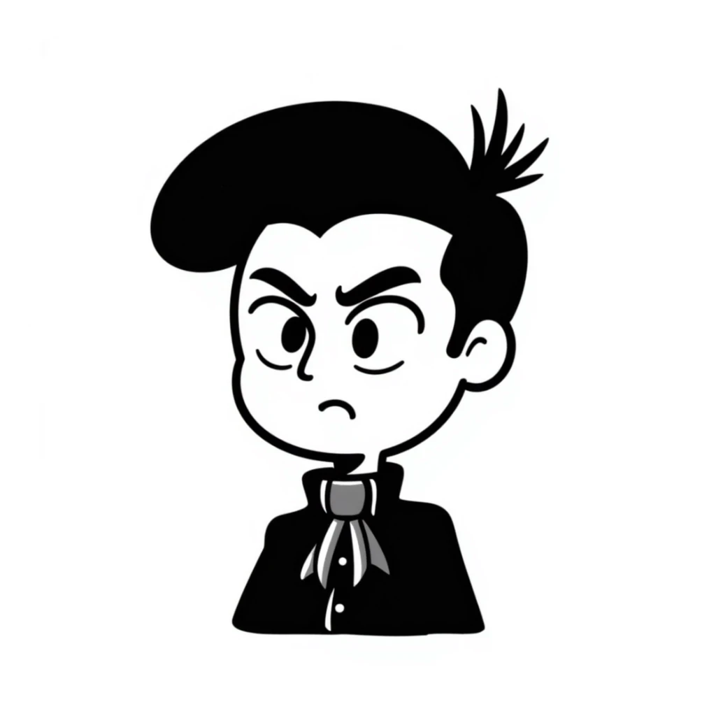 Chibi Levi Ackerman with big head and small body, cute angry expression, black undercut hair, wearing Scout Regiment uniform with cravat sticker