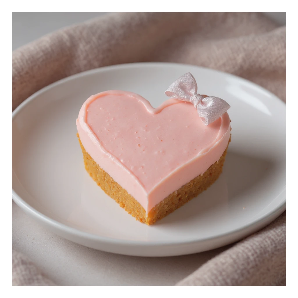 Remove background, keep edges crisp, pastel food heart emoji with a bow accent in professional photography style with no background. sticker