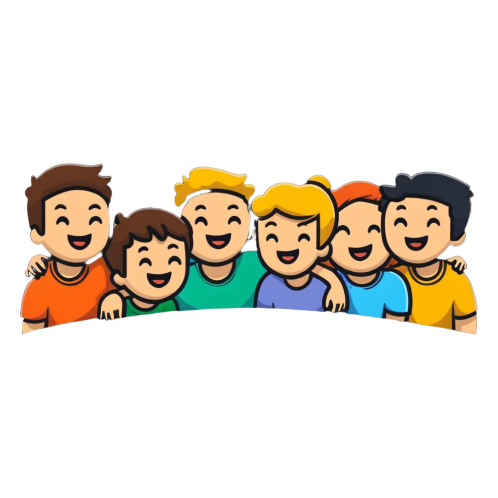 group of friends laughing together sticker