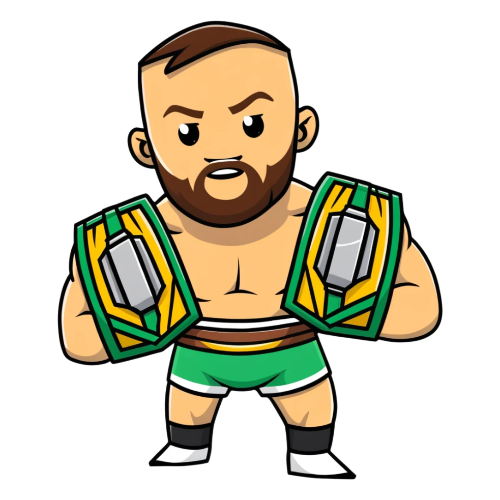 Conor McGregor holding UFC championship belts sticker