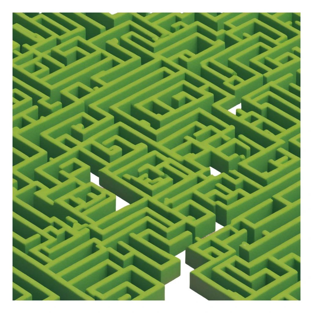 hedge maze with tall green walls sticker