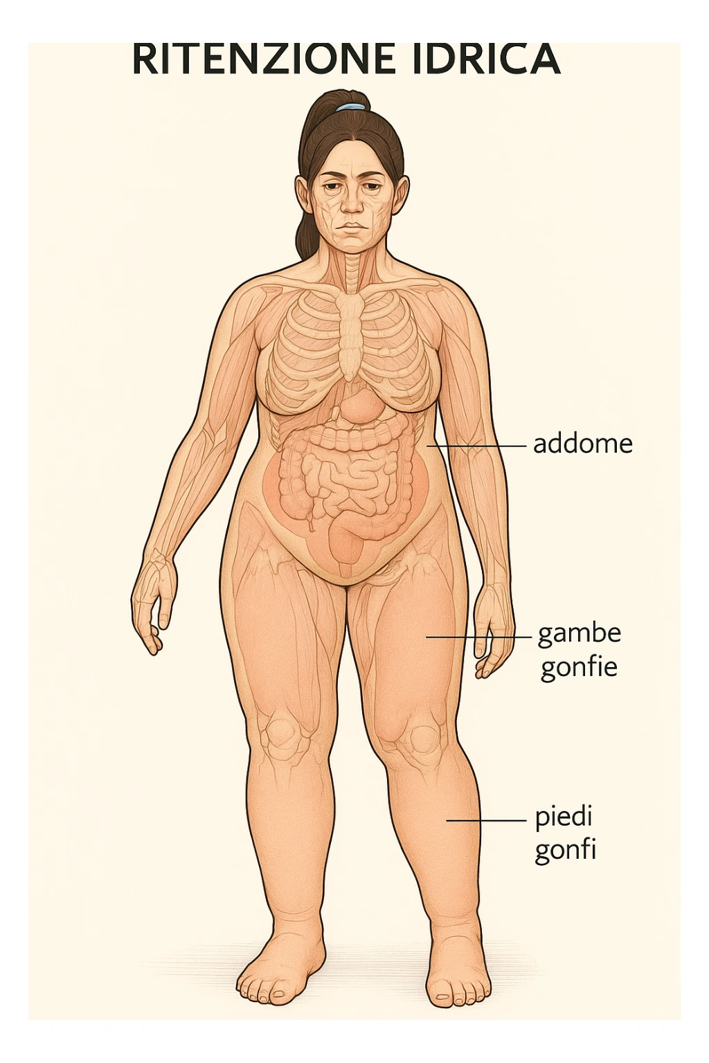 Donna anatomicamente con ritenzione idrica in italiano sticker