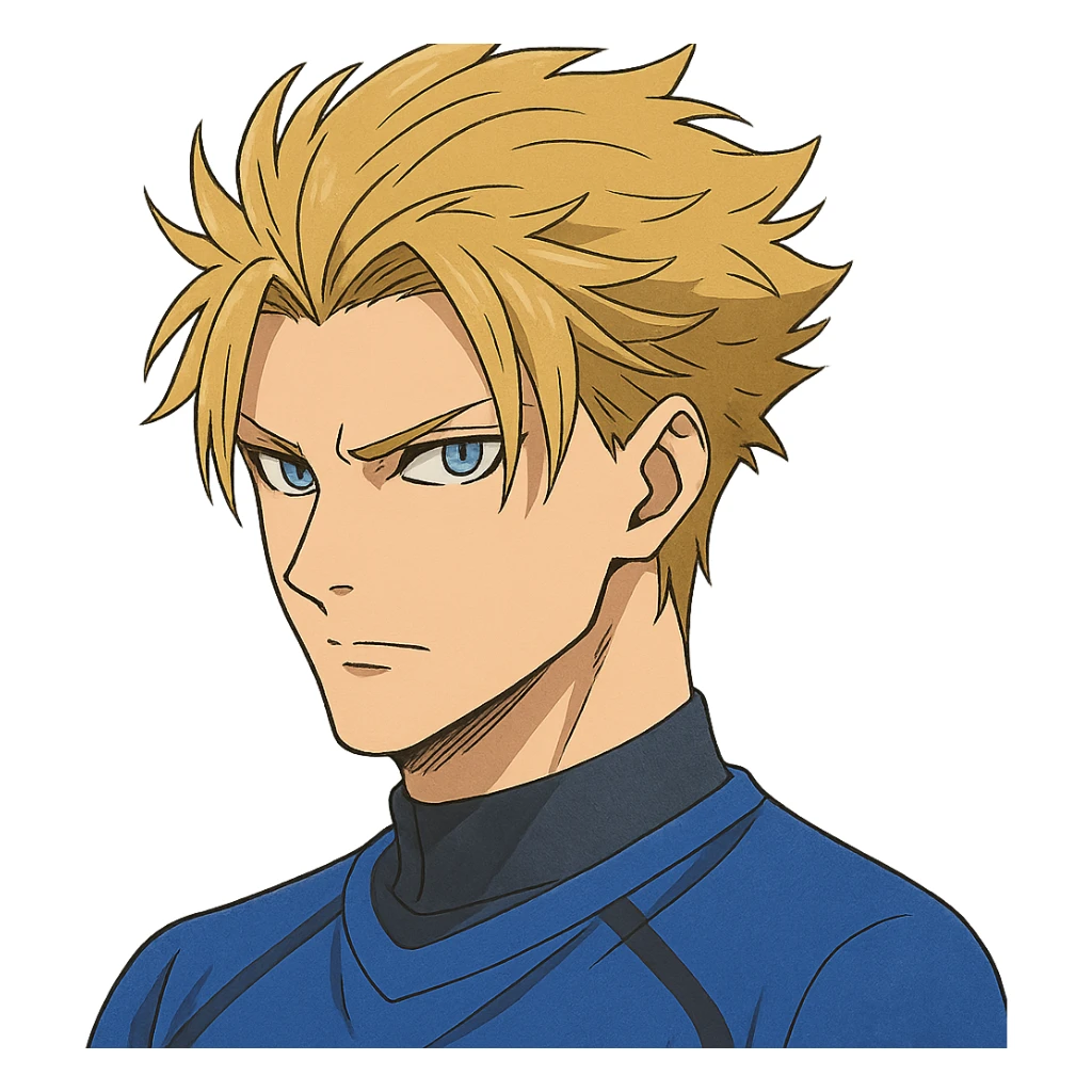 Kaiser from Blue Lock, anime style, detailed hair and sharp eyes sticker