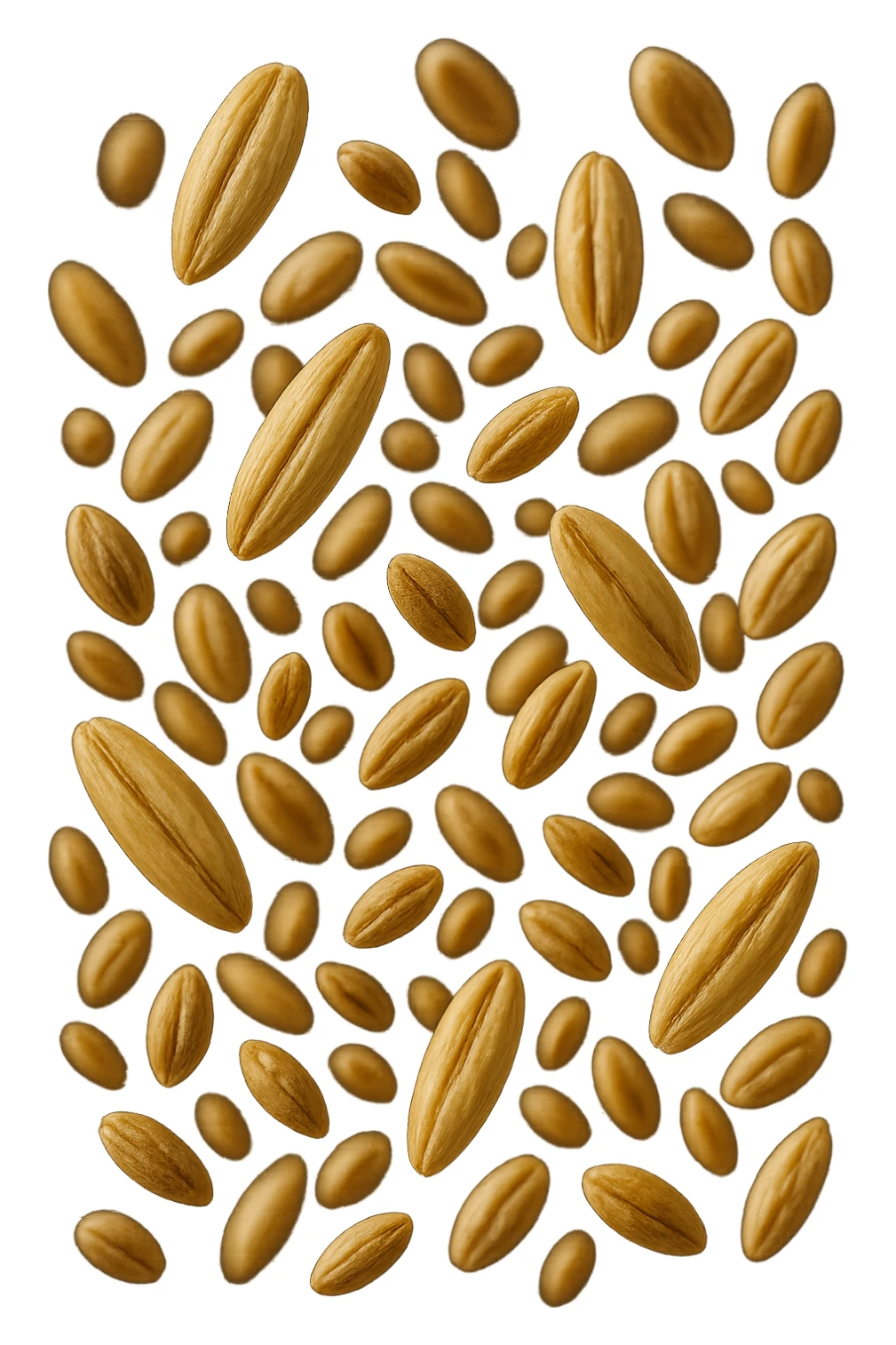 Avena e orzo FLUTTUANO IN ARIA, iperrealistico 4k sticker