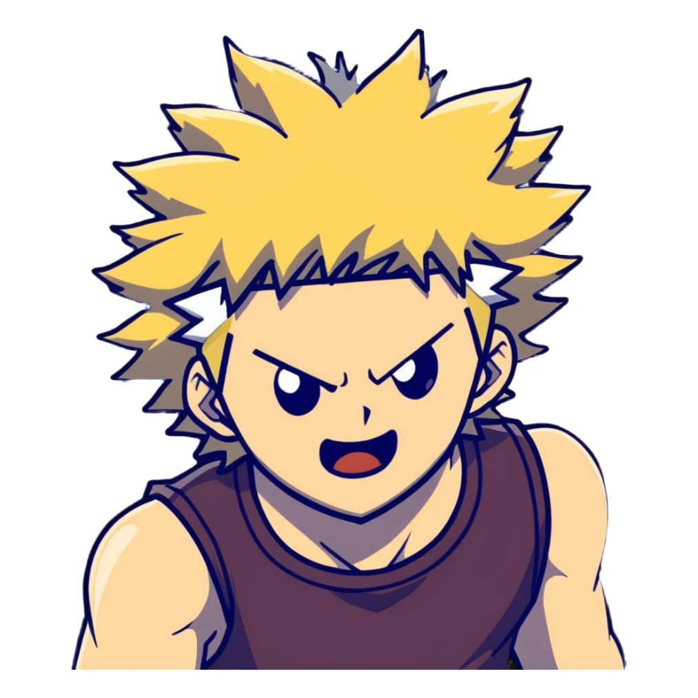 Bakugo Katsuki from My Hero Academia with explosive quirk sticker