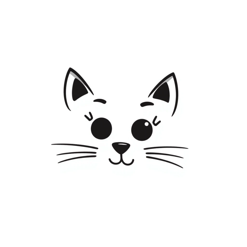 text art of a cute cat face using creative typography and symbols, playful and expressive sticker