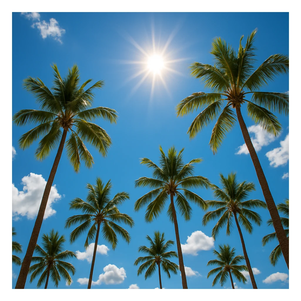 sunny sky photo with palm trees sticker
